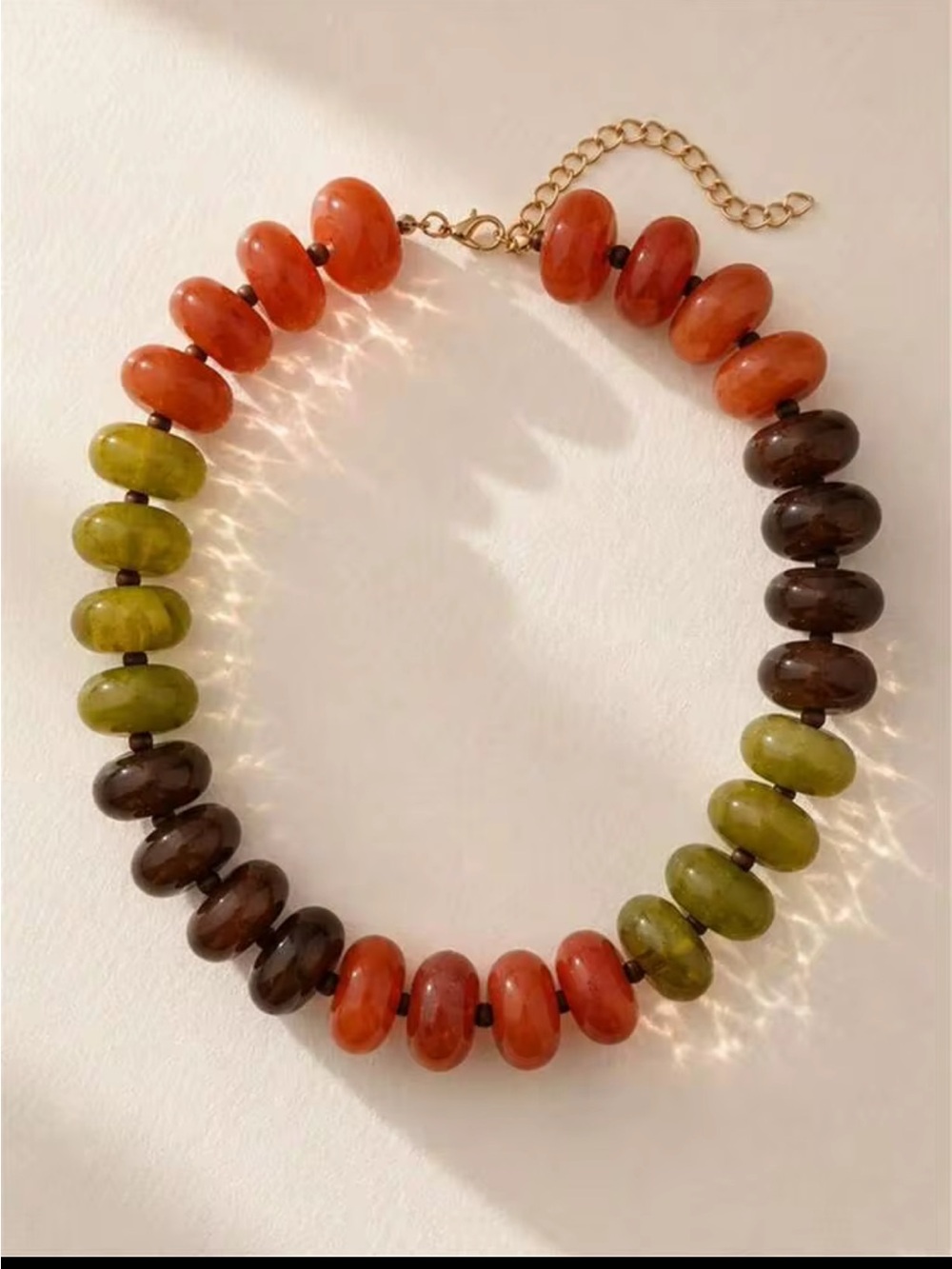 New! Colorblock Dopamine Resin Beaded Choker Statement Necklace